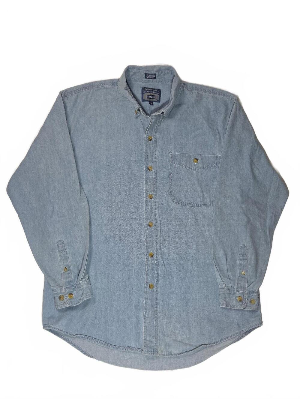 AllSport All Season Denim Button-Up Shirt, Medium
